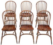 Antique Set Of 6 Ash And Elm Kitchen Chairs