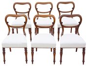 Antique Set Of 6 Balloon Back Dining Chairs