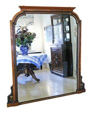 Antique C.1880 Aesthetic Burr Walnut Floor Mirror