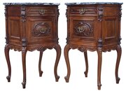 Antique C.1920 Italian Walnut & Marble Side Tables