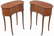 Antique C.1925 Pair Of Kidney-Shaped Side Table