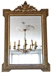 Large Antique Gilt Overmantle Wall Mirror