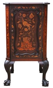 Marquetry Inlaid Mahogany Bedside Table Cupboard