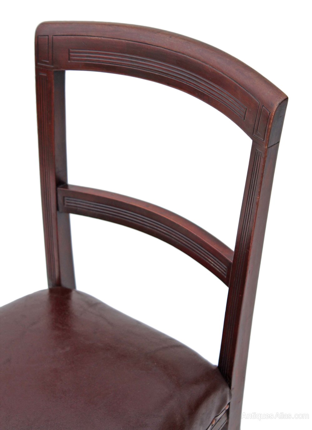 Set Of 4 Victorian Mahogany Leather Dining Chairs