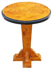 vintage 20th century burr yew pedestal lamp tables Vintage 20th Century burr yew pedestal lamp tables