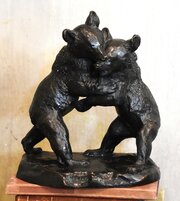 Bronze Of Bear Cubs Fighting By Victor Peter 