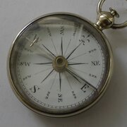 Antique English Compass In Case With Enamel Dial