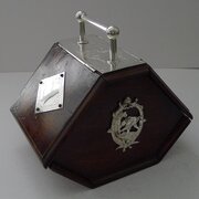 Antique English Oak And Silver Plate Biscuit Box