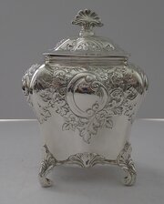 Fine English Solid / Sterling Silver Tea Caddy- 1896