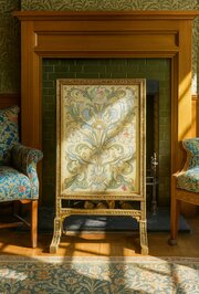 Antique Arts  Crafts Silk Fire