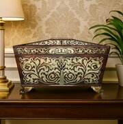 Antique Regency Rosewood & Inlaid Brass Tea Caddy