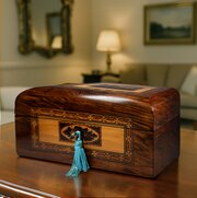 Victorian Tunbridge Ware Jewellery Box With Castle Mosaic