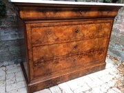 Antique French Walnut And Marble Commode Chest