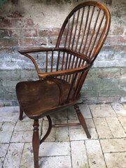 Georgian stick back Windsor Yew armchair