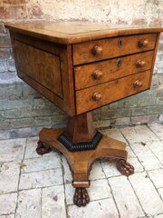 William IV Burr And Pollard Oak Work Table