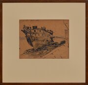 Drawing Of Men Working On A Hulk Of An Old Ship