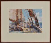 Watercolour A Danish Three Masted Schooner