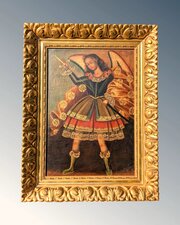 19th Century Oil Painting Cusco School Archangel S
