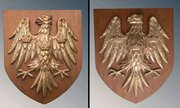 Pair Of Antique Solid Bronze Eagle Crest Shields