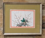 Antique Chinese Watercolour Painting Birds Among B