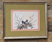 Antique Chinese Watercolour Painting Birds Among B
