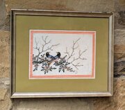 Antique Chinese Watercolour Painting Birds Among B