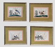 Antique Chinese Watercolour Paintings Birds Set Of 4