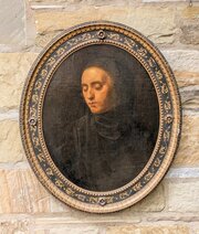 Antique Oil Painting Portrait In Good Renaisance