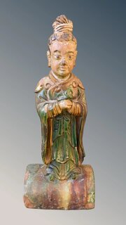 Antique Sancai Chinese Roof Ridge Tile Qing