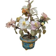 Chinese Bonsai Hardstone & Cloisonne Jardiniere