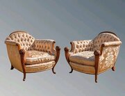 Fabulous Pair French Armchairs In Pure Silk