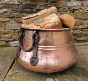 Good Large Copper Log Bin Circa 1800