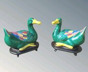 Good Large Pair Chinese Porcelain Ducks Ming Style