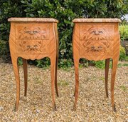 Good Pair Antique French Inlaid Bedside Cabinets 