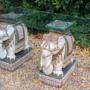 Good Pair of Ceramic Indian Elephants Glass Coffee