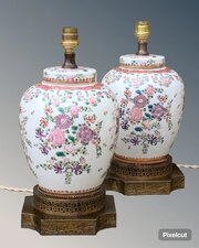 Good Pair Of Samson Chinese Famille Rose Lamps