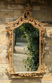 large gilt wood mirror italian chippendale Large Antique Gilt Wood Mirror Italian Chippendale