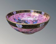 Large Gilded Lustre Maling Bowl Herons