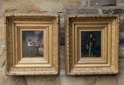 Pair Antique Oil Paintings Young Boys