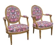Pair Of Pretty Antique French Armchairs