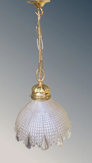 Pretty Early 20thCPendant Light With Holophane Shade