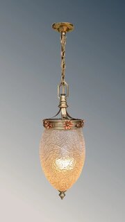 Stunning Art Nouveau Crackle Glaze Copper & Brass Light