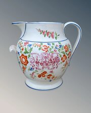 Very Large Antique Oddfellows Creamware Jug