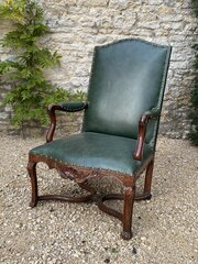 Antique 18th C French Leather Armchair