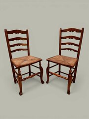 Pair Of Ash Ladder-back Chairs, C1830