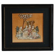 Silk Embroidery Needlework Picture Panel, 19th C