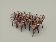 Windsor Low-Back Armchairs In Ash & Elm, Set Of 12