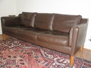 Danish Brown Leather Sofa by Skalma Threeseater