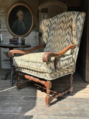 Early 18th Century French Oak Wingback Armchair