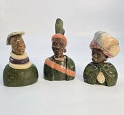 A group of 3 African carved stone portrait busts
